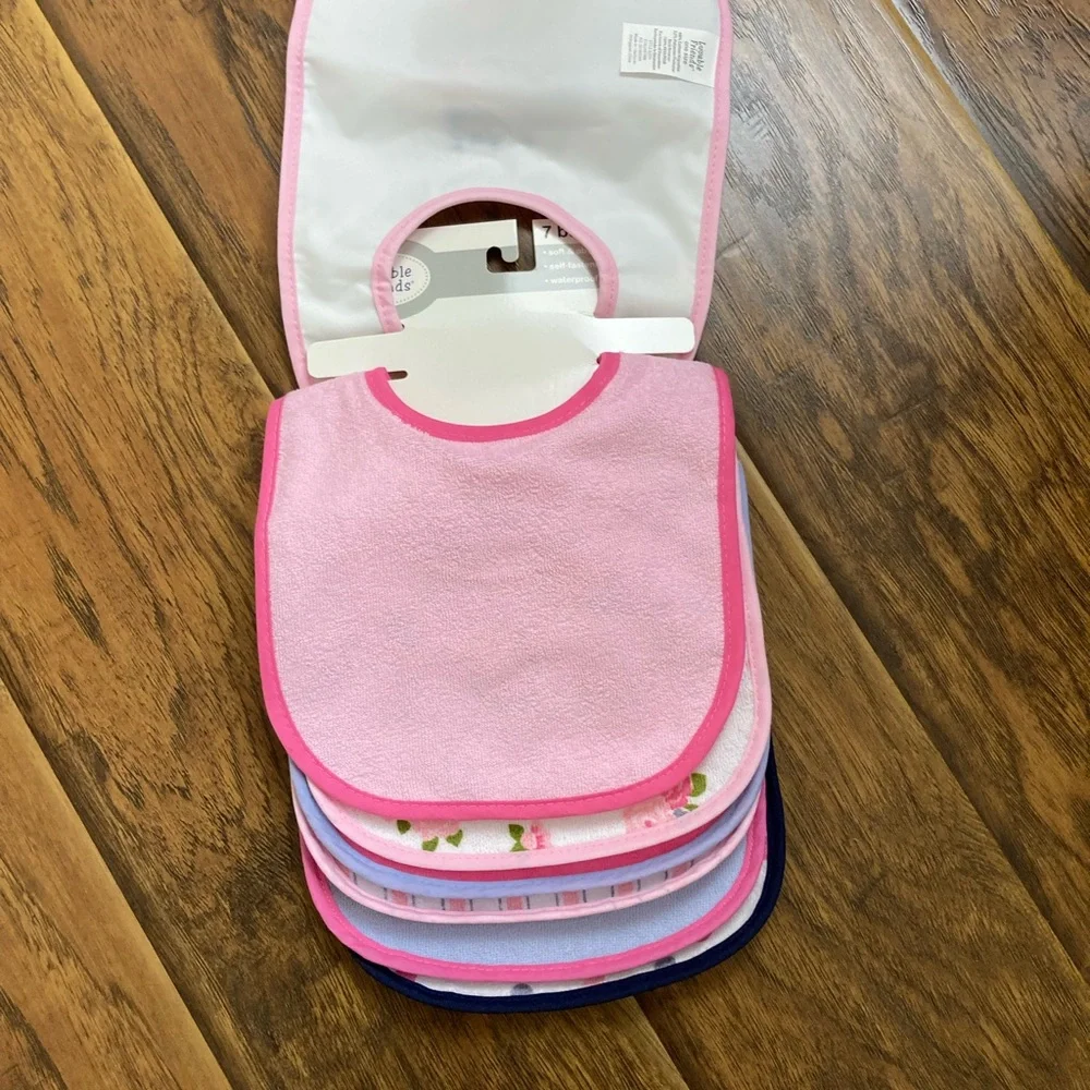 Lovable Friends baby girl bibs set of 7